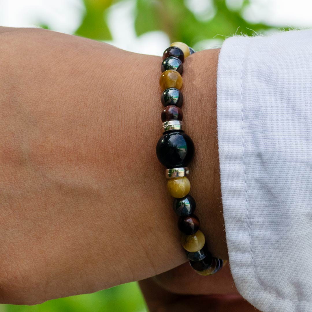Amazon.com: Quadruple protection evil eye bracelets for men （evil eye,  tigers eye,hematite, obsidian）A handmade beaded crystal healing bracelet  that can bring luck, happiness and protection(8mm elastic) : Handmade  Products